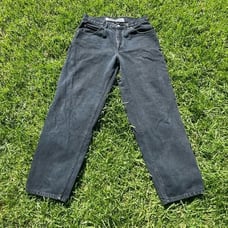 90s Y2k Vintage Anchor Blue Pleated Baggy Jeans Wide Huge Skate Streetwear 34x32
