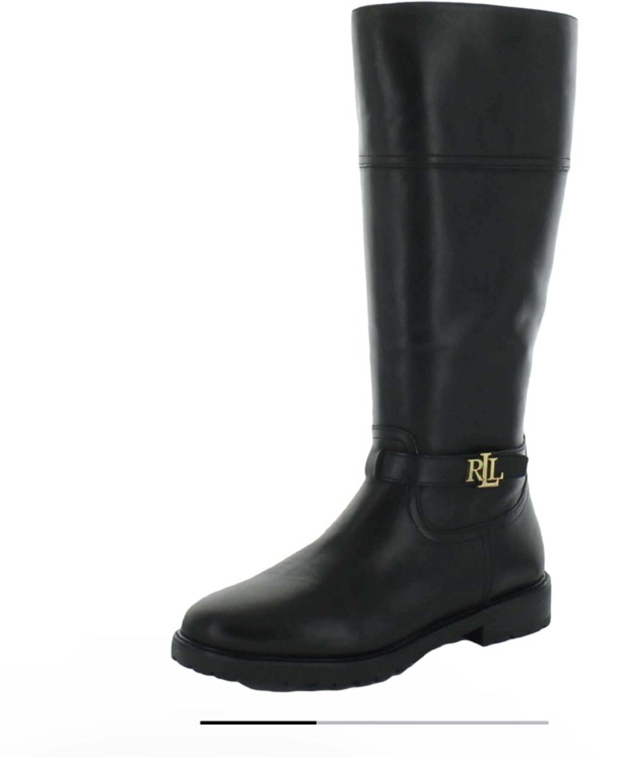 Lauren Ralph Lauren Womens Everly Leather Tall Mid-Calf Boots