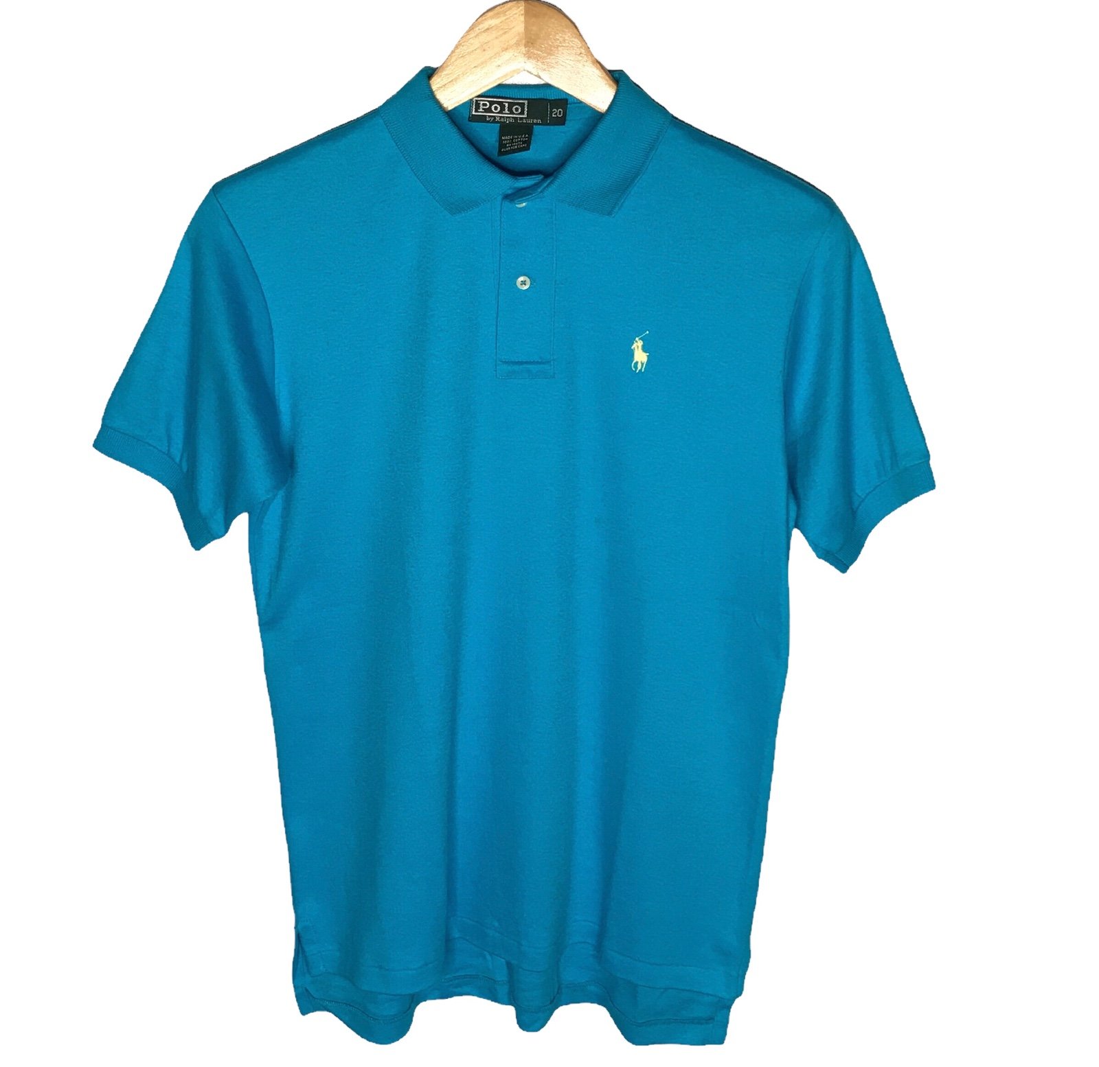 Vintage 80 Polo Ralph Lauren Classic Top Shirt Blue Big Boy Young Men Size 20