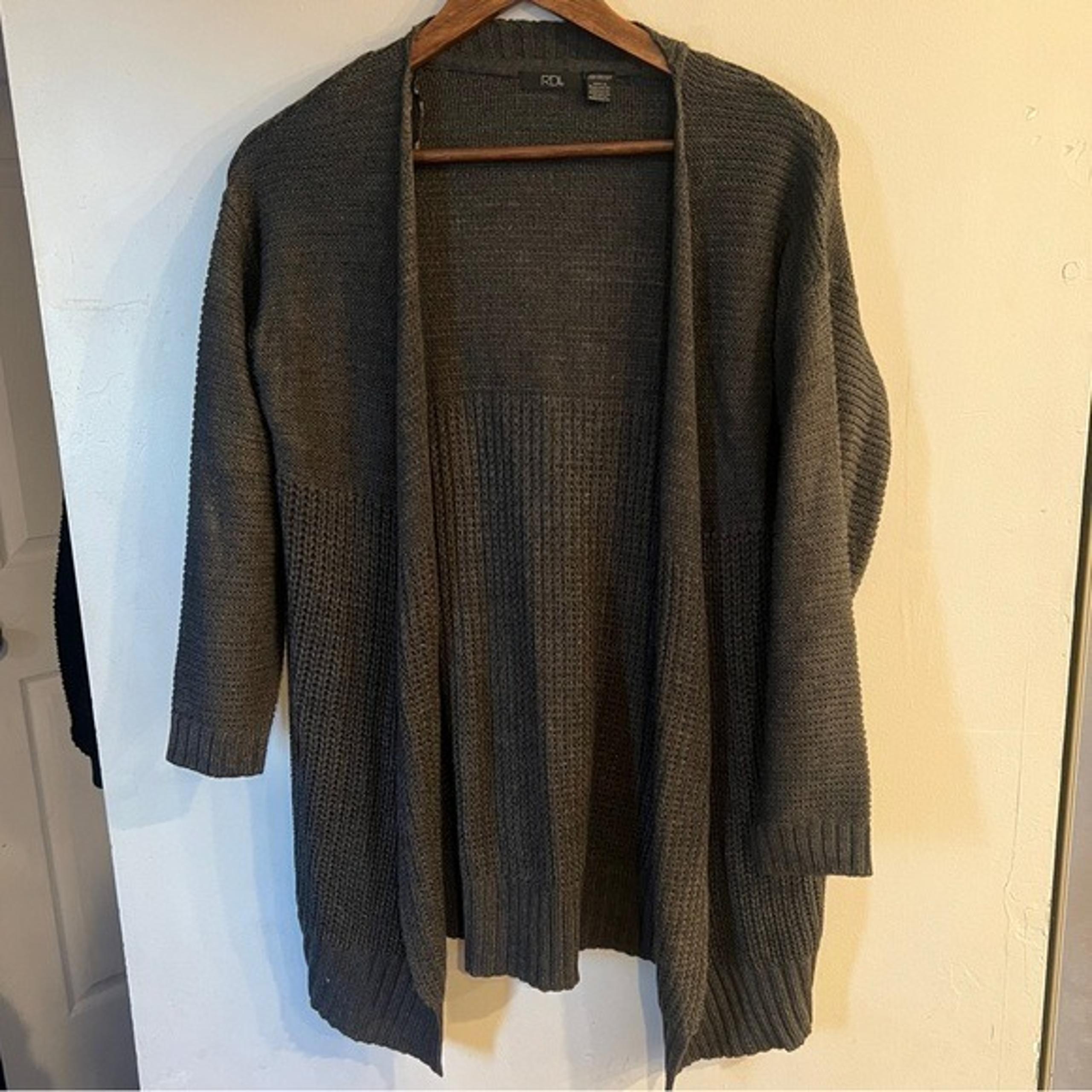 RDI Women’s Dark Gray Open Front Cardigan Sweater Size XSP