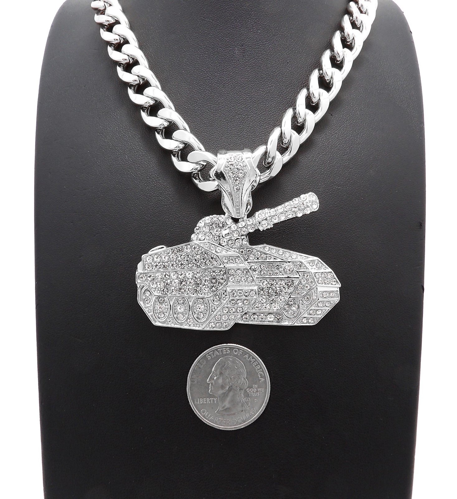 NEW ICED HIPHOP NOLIMIT TANK PENDANT & 11mm 24” CUBAN CHAIN