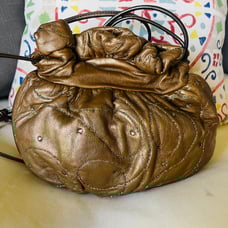 Rita Diana for Mylinka Vintage Bronze Sequin Design Hobo Crossbody Bag