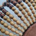 Vintage Handmade Wooden Beaded Basket Bowl with Handles Home Decor