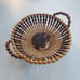 Vintage Handmade Wooden Beaded Basket Bowl with Handles Home Decor