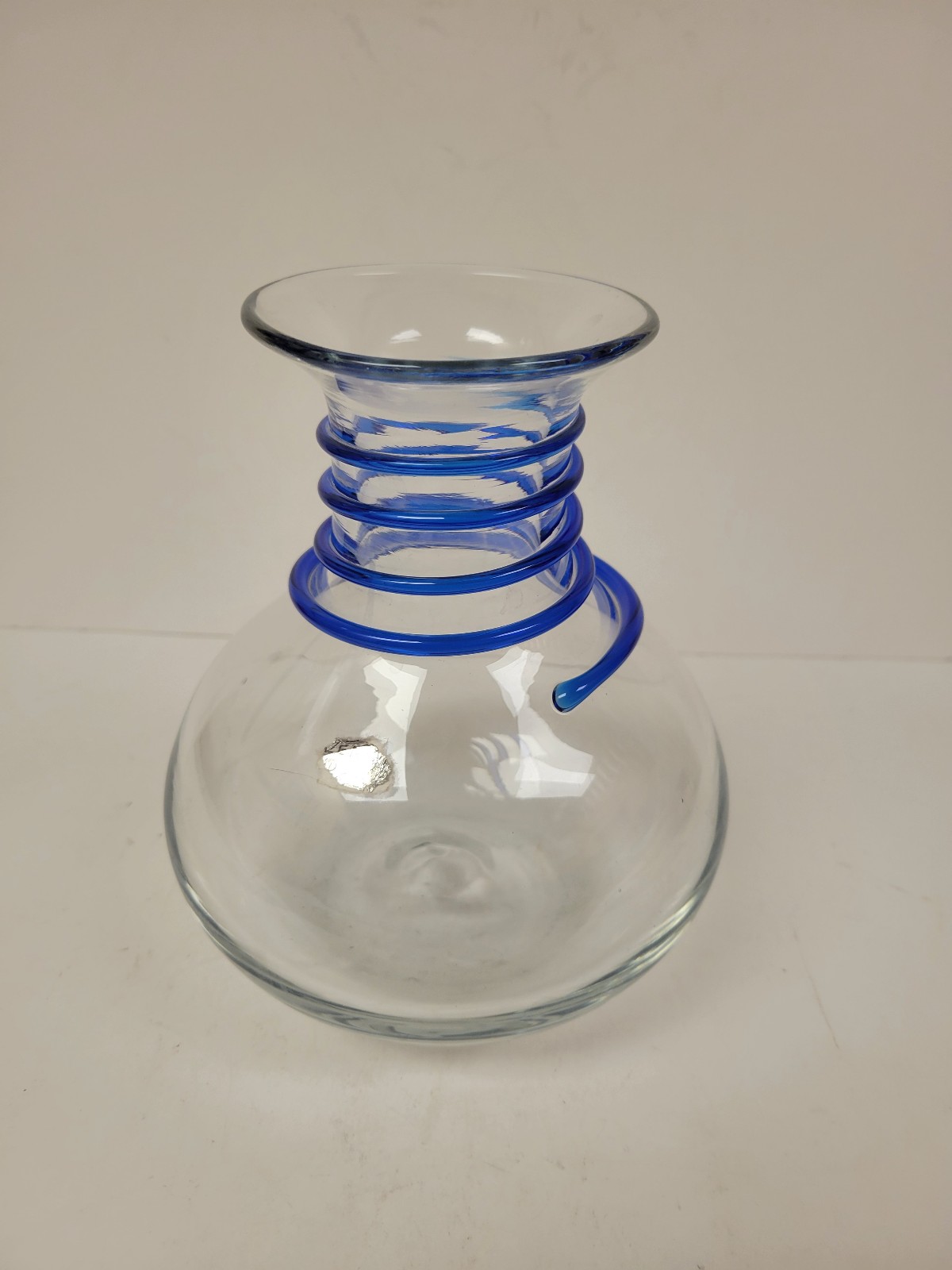 Vintage Blenko Cobalt Blue Applied Coil Vase