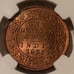 India - British George V 1935 (C) 1/4 Anna MS63 RB NGC Peafowl Label