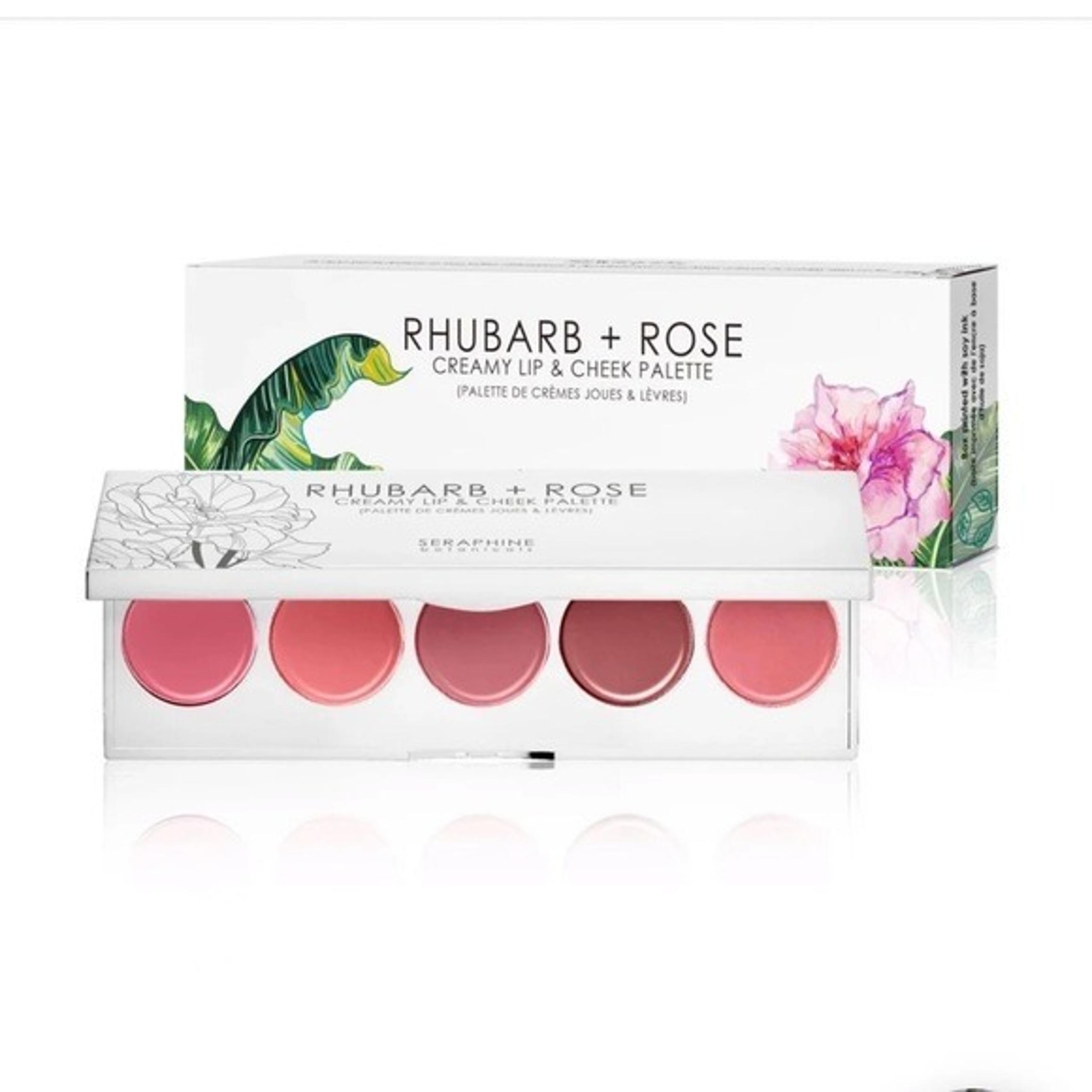 Seraphine botanicals Rhubarb + Rose creamy lip and cheek palette new in box