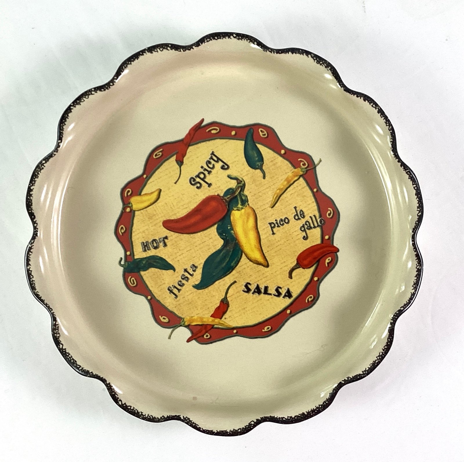 13” stoneware, taco pie plate/casserole-by home and garden party