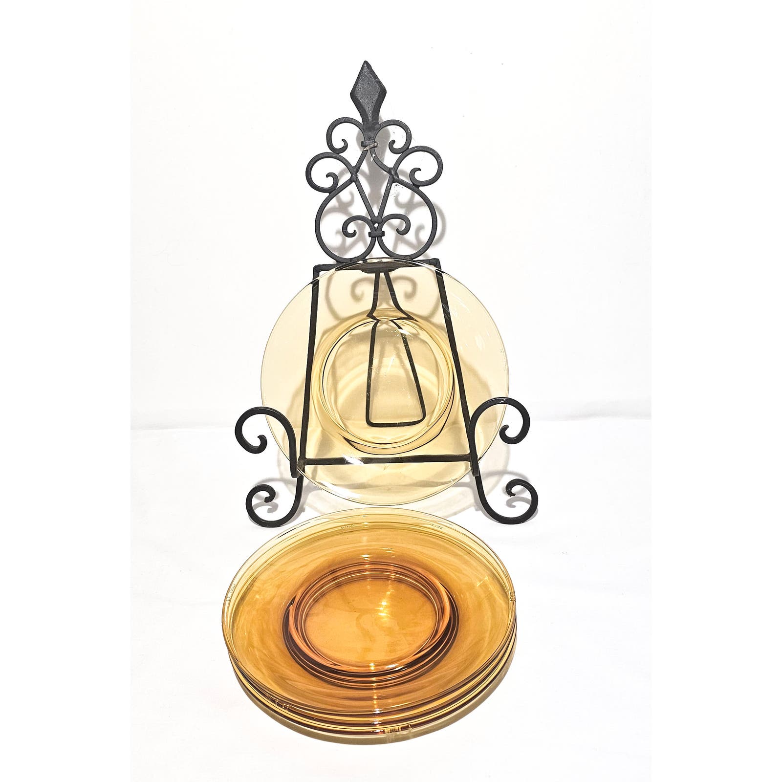 IN - Set of 4 Vintage Vereco France Amber 7 Plates