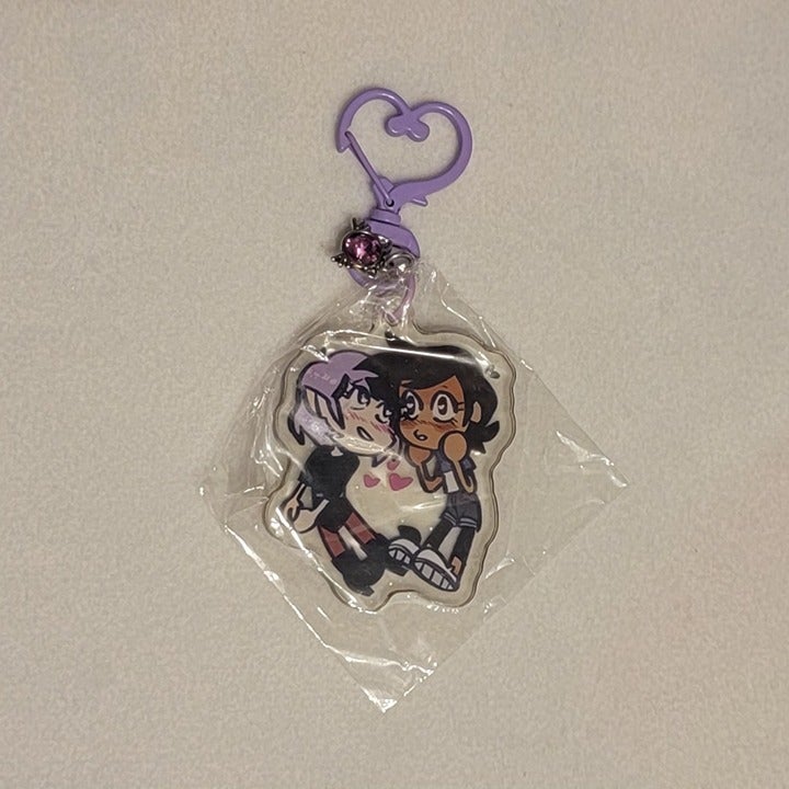 The Owl House Lumity Luz Noceda Amity Blight Keychain Charm Hearts and Kisses