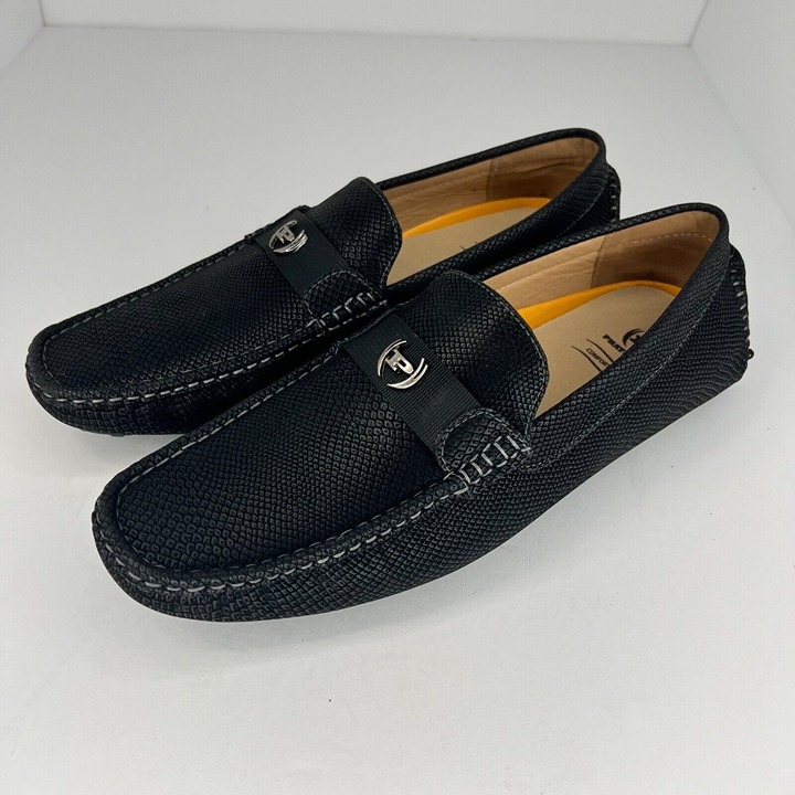 Phatfarm Mens 617861C01A Black Comfort Tech Slip-On Leather Size 12 Loafers