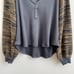 FREE PEOPLE Grey Yellow Stripe Sweet Confession Henley Waffle Knit Pullover