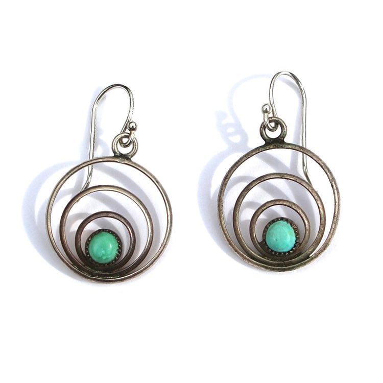 Vintage Turquoise Sterling Silver Dangle Earrings