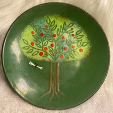 Decorative Plate Enamel on Copper by Wildweed Aspen from an Estate Collection