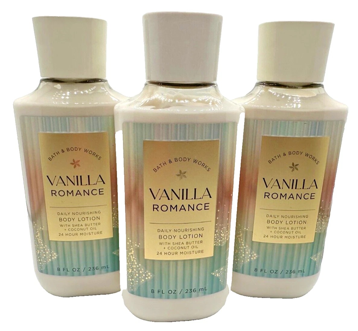 Bath & Body Works LOT 3 VANILLA ROMANCE Daily Nourishing Body Lotion Cream 8 oz