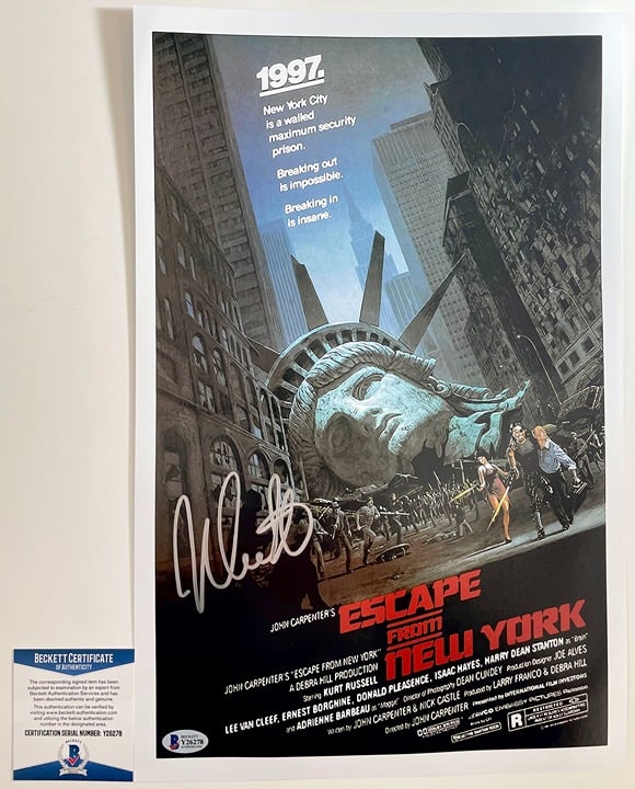 Nick Castle Signed Escape From New York 11x17 Poster Autograph BAS COA