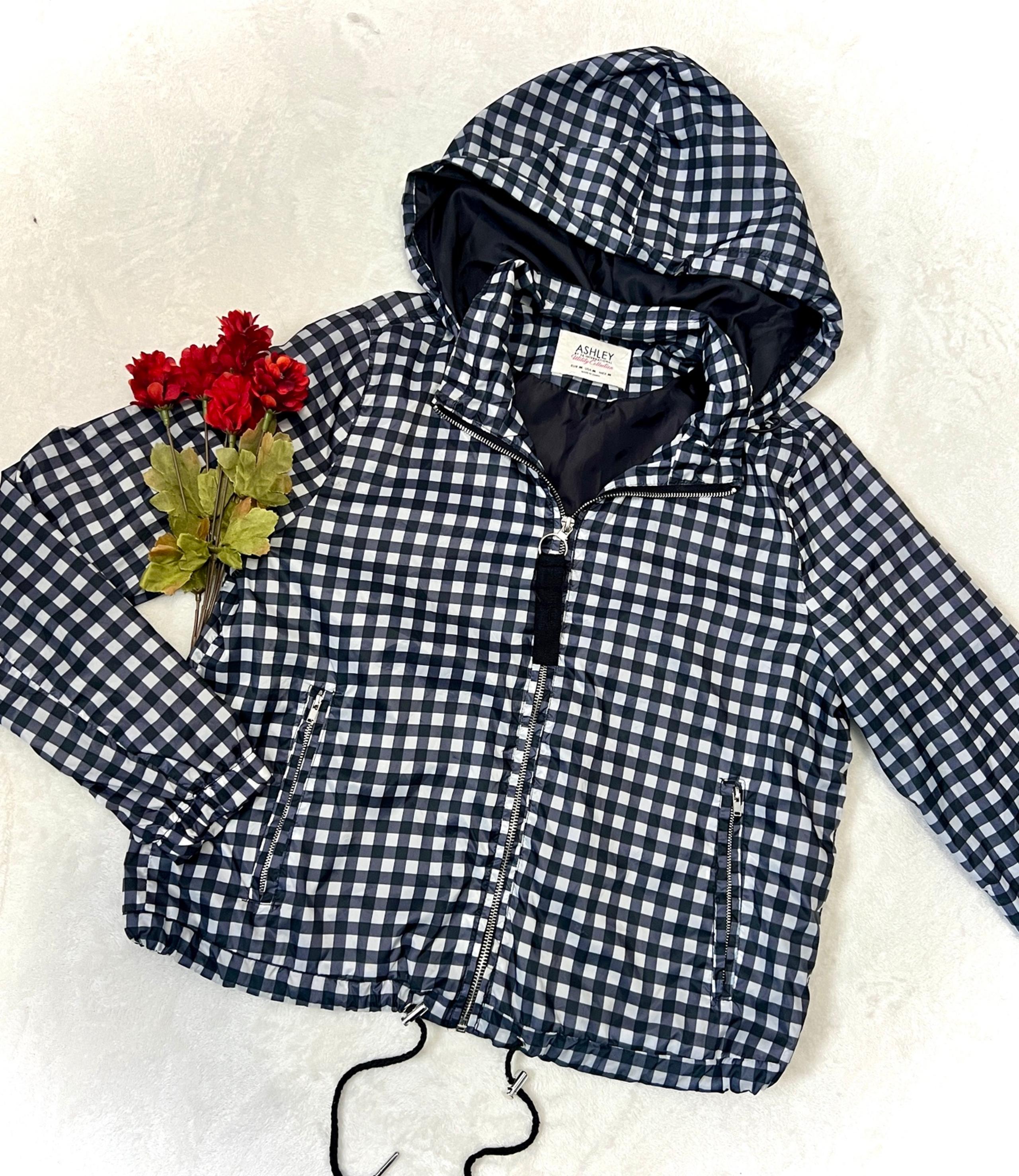 Ashley Gingham Plaid Windbreaker Jacket - Medium
