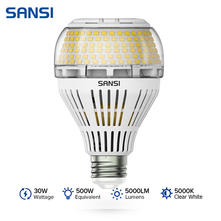 SANSI 30W=500W LED Light Bulb Energy Saving 5000lm Home Bright Lighting 5000K