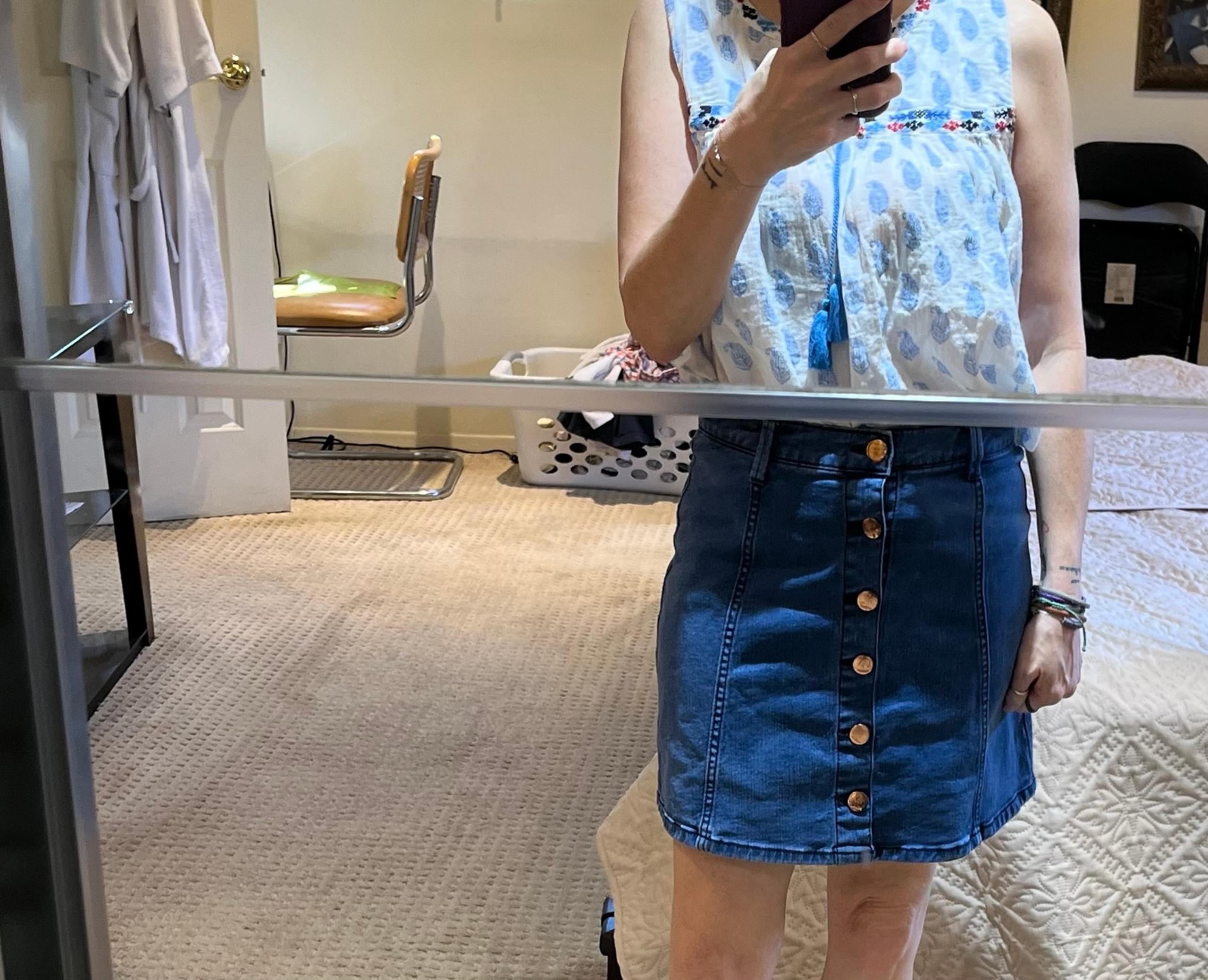 Generra Button Front Mini Skirt.