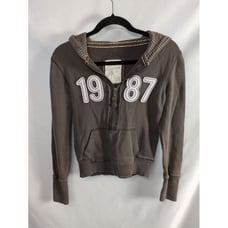Y2K Aeropostale Hoodie Women's Small 1987 Full Zip Sweater Spellout Preppy VTG