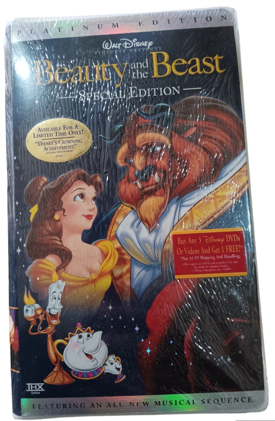 VTG '91 Disney Platinum Special Edition Beauty & The Beast VHS Factory Sealed