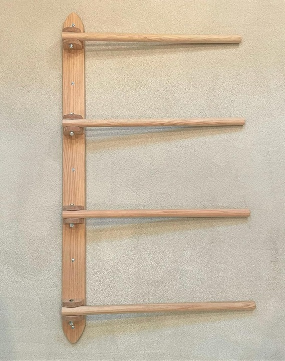 Wall Quilt Rack, Display, Storage, Organizer with 4 Hinged, Fully Movable Arms.