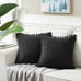 Pack of 2 Black Decorative Throw Pillow Covers with Pom-poms 18x18 Inch
