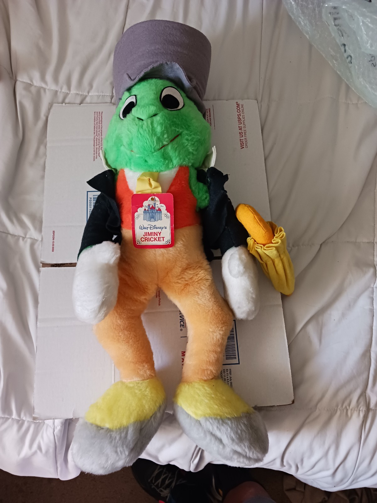 Jiminy Cricket Plush Toy Vtg 70s Walt Disney Characters Giant Plush 24in