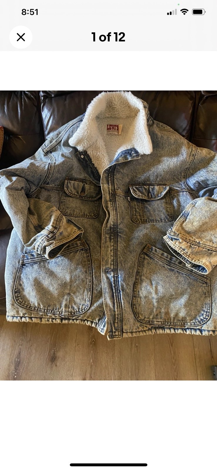Vintage 80s 90s Levis Denim Sherpa Lined Trucker Jacket Mens Large MADE IN USA