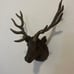 Vintage Cast Iron Wall Mount Deer Head Antlers