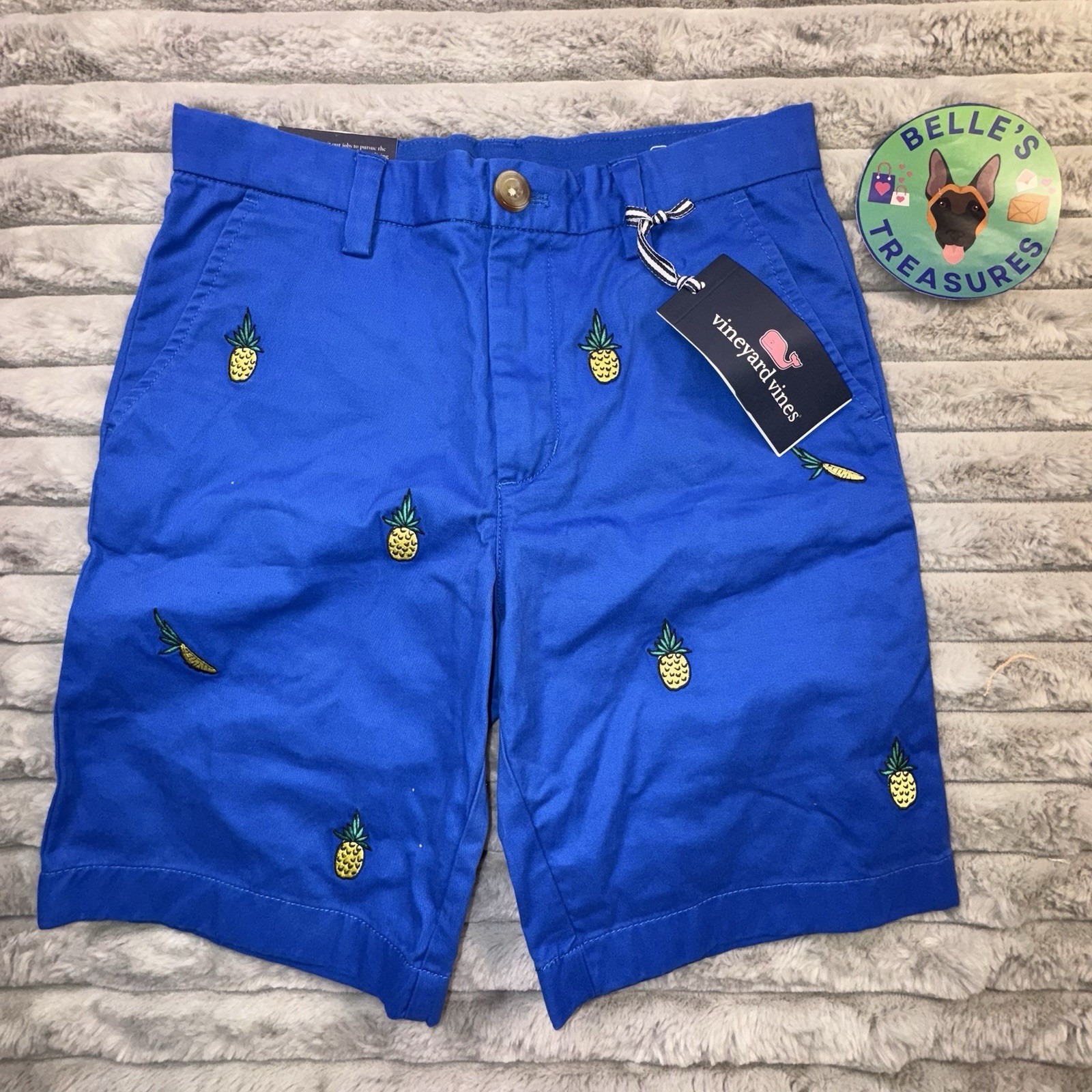 Vineyard Vines Shorts Boys M 10 Breaker Whale Pineapple Blue Adjustable Waist