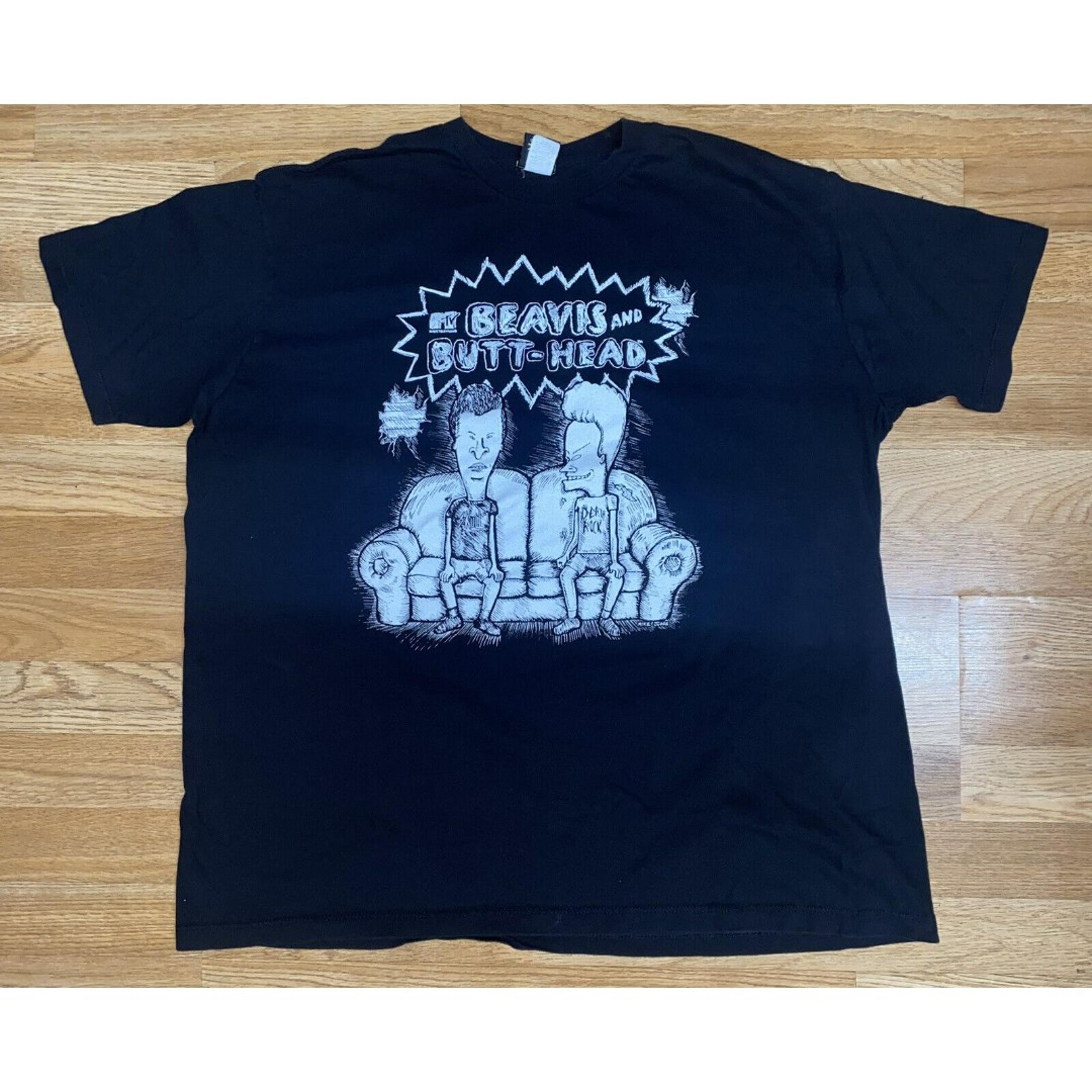 Beavis and Butt Head T Shirt Men XXL Adult Black Funny Cartoon TV Show Retro