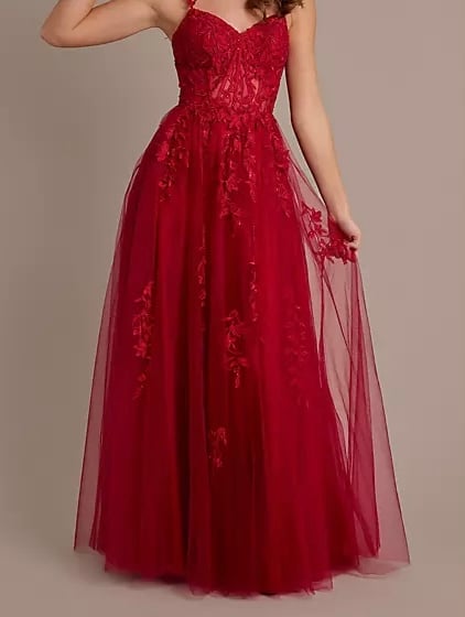 david’s bridal red ballgown dress