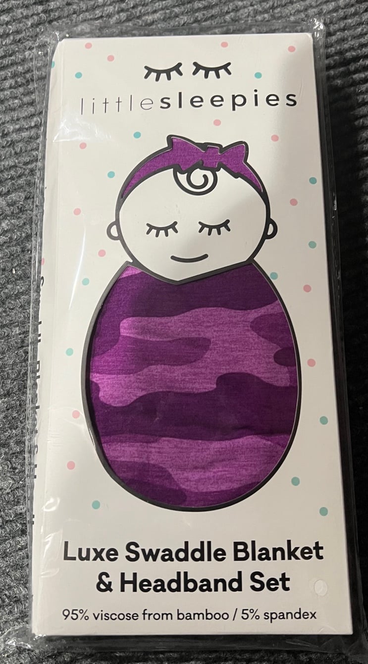 New Little Sleepies berry camo swaddle