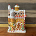 Gingerbread House Christmas Ceramic Cookie Jar with Lid Cherry Candy Cane Tree