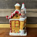 Gingerbread House Christmas Ceramic Cookie Jar with Lid Cherry Candy Cane Tree