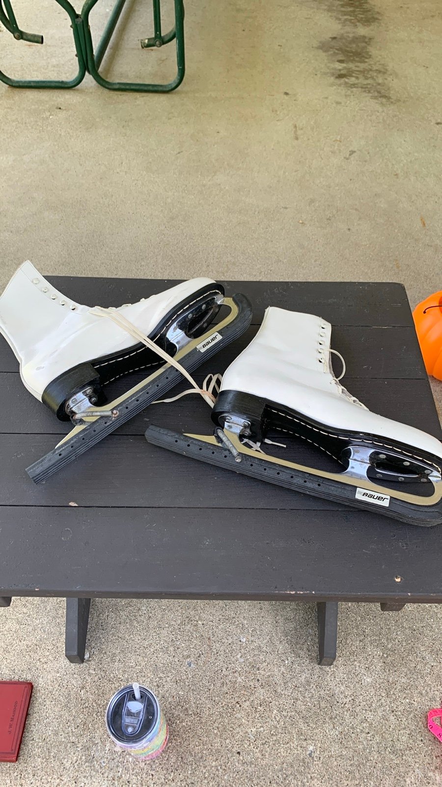 Vintage Bauer Ice Skates with Guards. In great condition- has some rust on bodes
