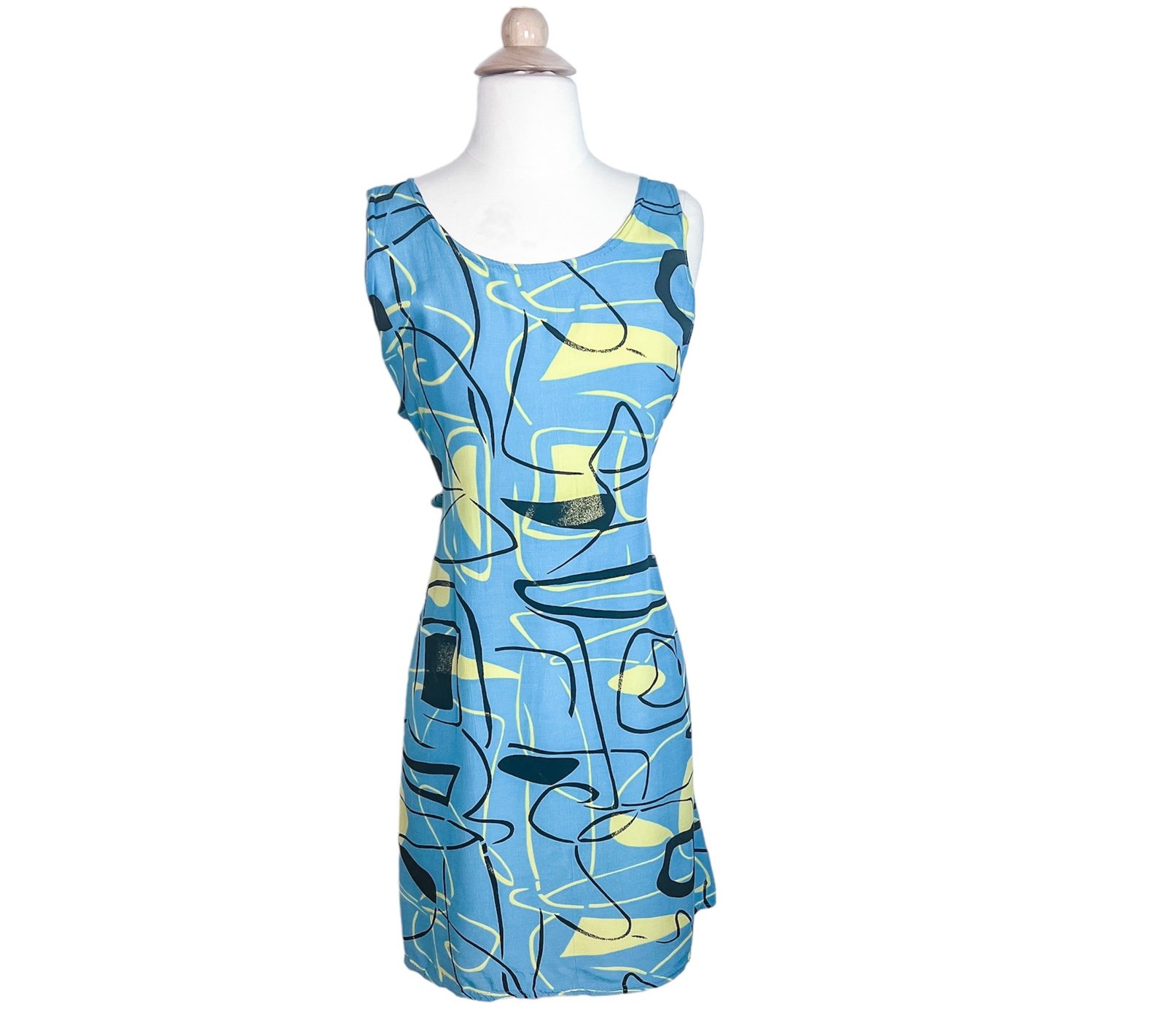 Vintage 80s 90s Sleeveless Retro Dress