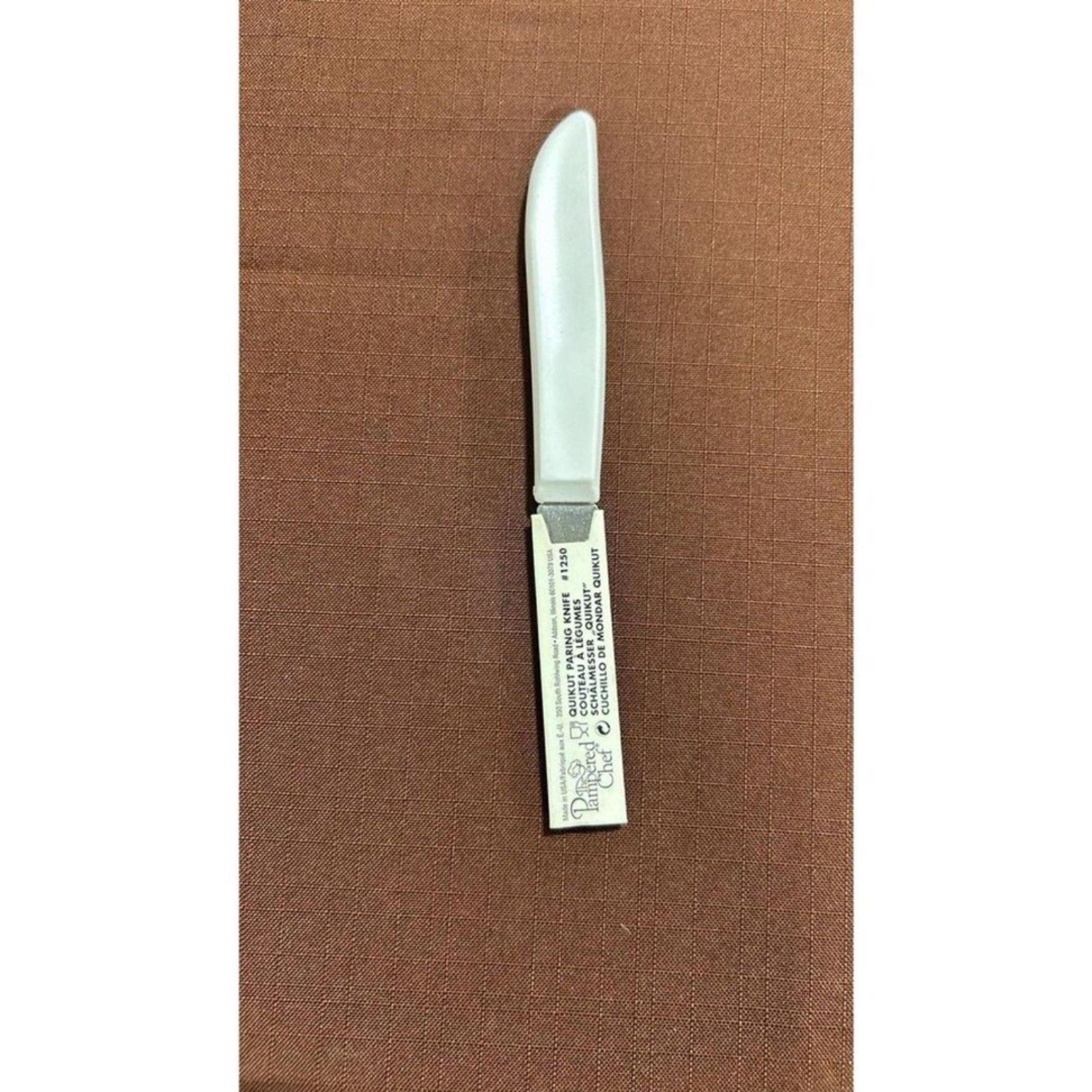 Pampered Chef Quikut Paring Knife #1250 White Handle 2.5" Blade USA Made