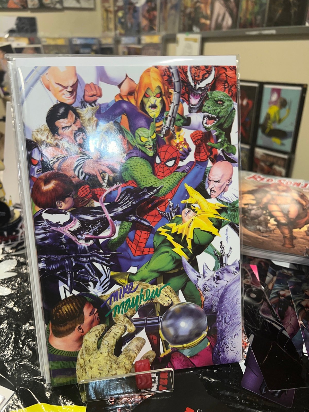 AMAZING SPIDER-MAN 1 Signed MIKE MAYHEW VILLAINS VIRGIN VARIANT-B 1k print Run