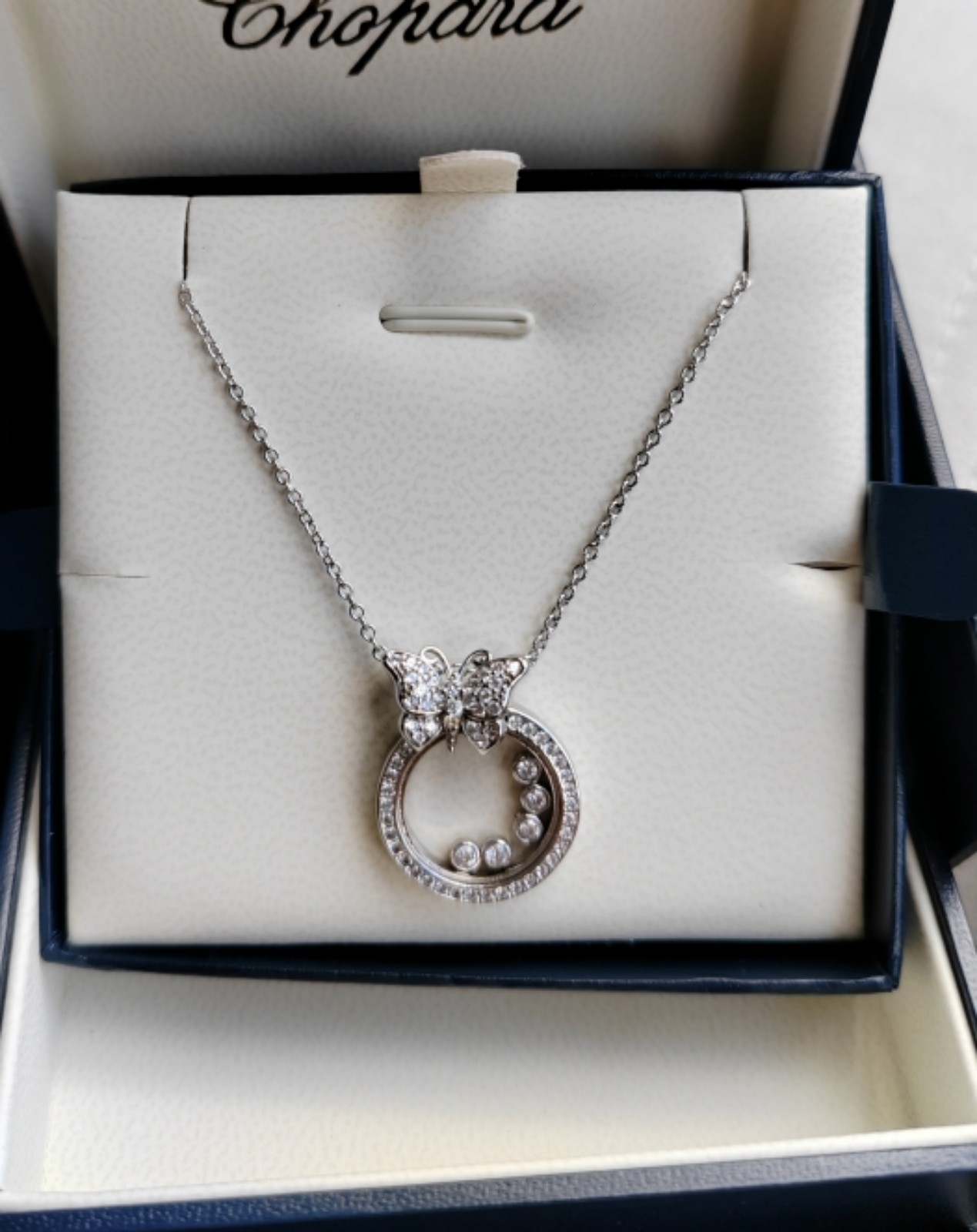 18K Gold Butterfly Diamond Necklace,Refund if fake
