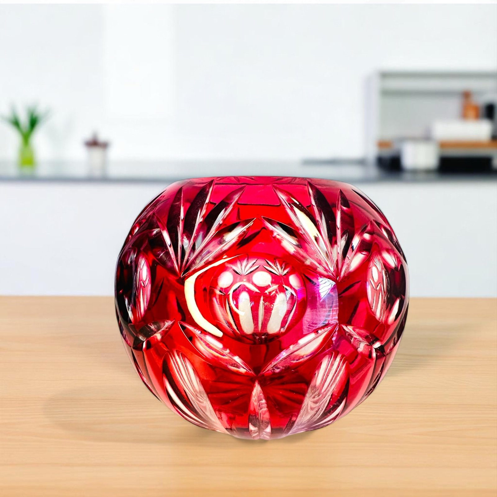 Vintage Nachtmann Ruby Red Crystal Glass “Bamberg” Bowl. Germany 1970-1979. 5”