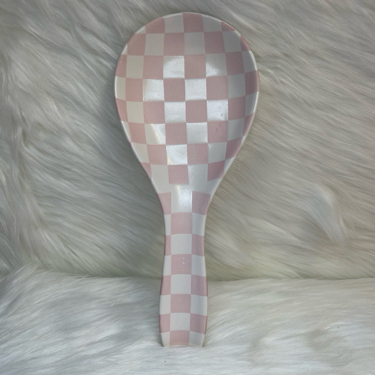 Pink / White Checkered Spoon Rest