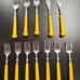 Vintage MCM Oxford Hall 1973 Stainless Flatware Japan Yellow Handle 12 Pieces