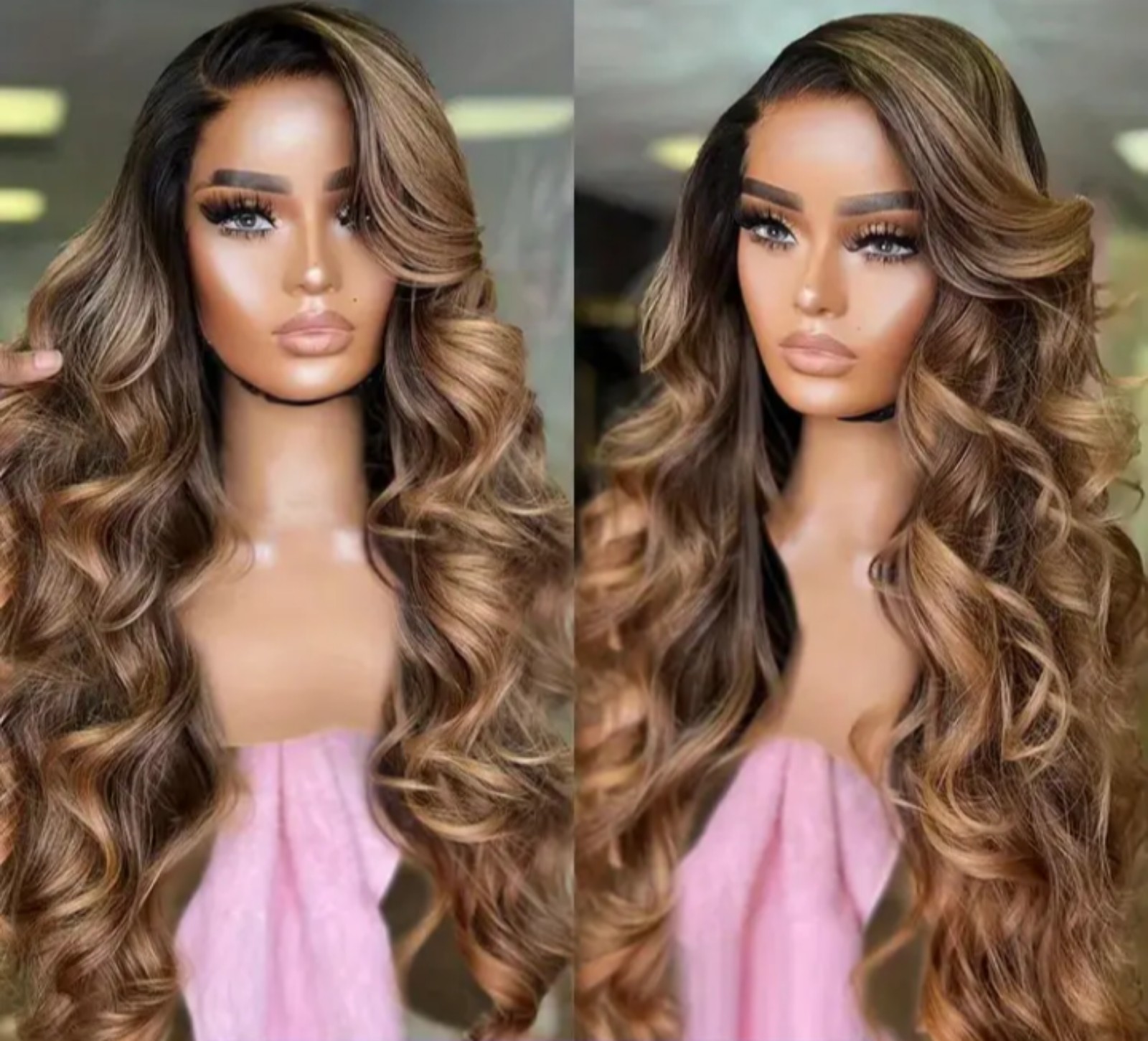 Glueless Highlight Ombre Body Wave Lace Front Wig