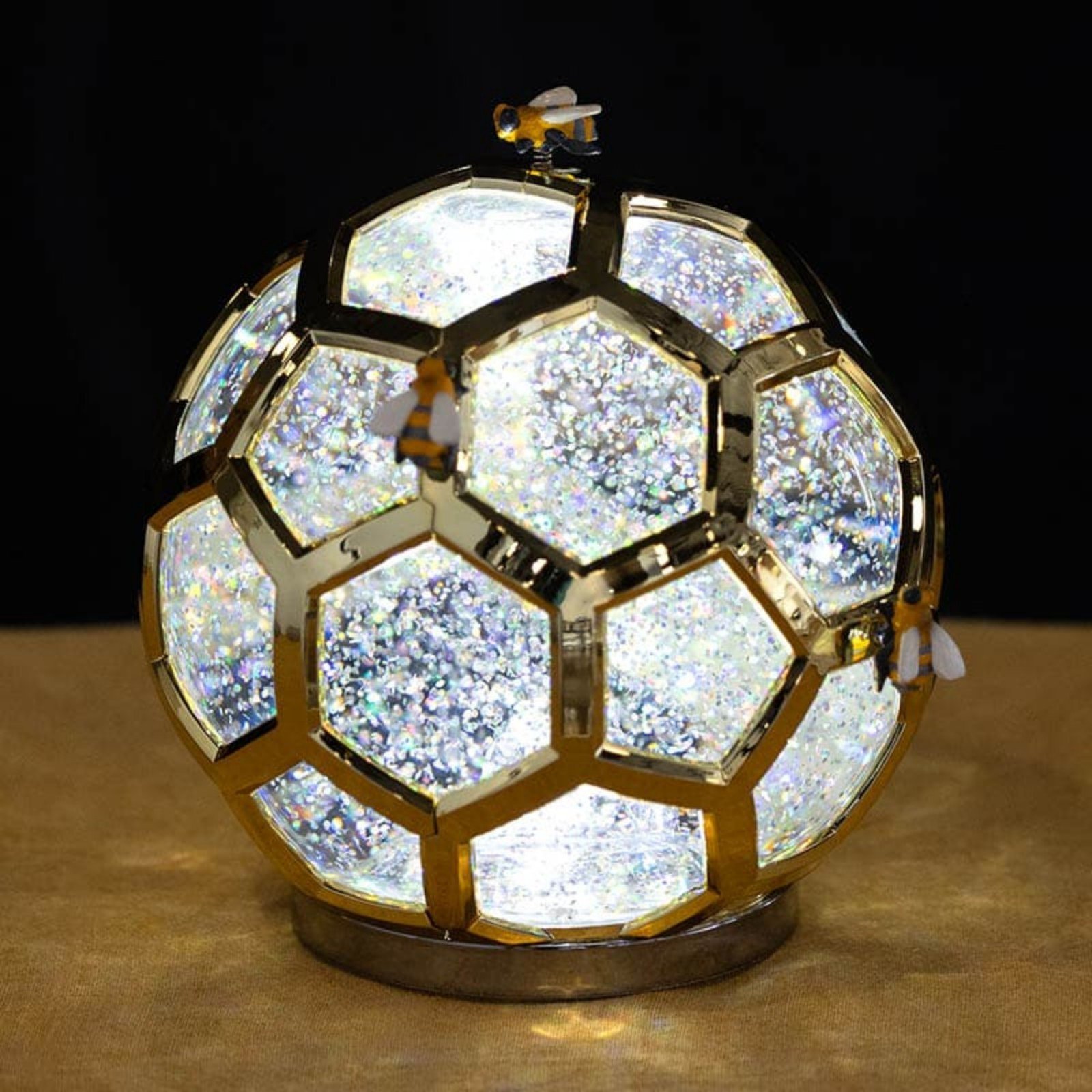 Beehive Shaped Glitter Globe Bee Cracker Barrel Decor