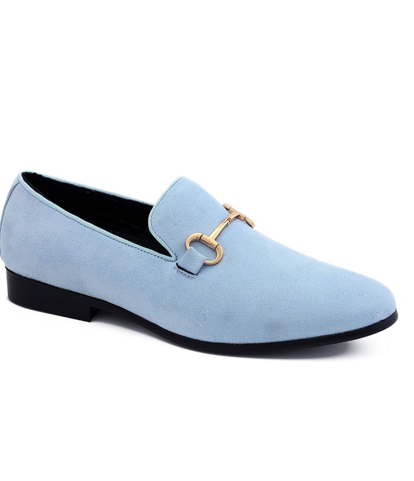 Microfiber Men's Slip-On Loafer with Gold Metal Bit - Smoking Slip On Dress Shoe