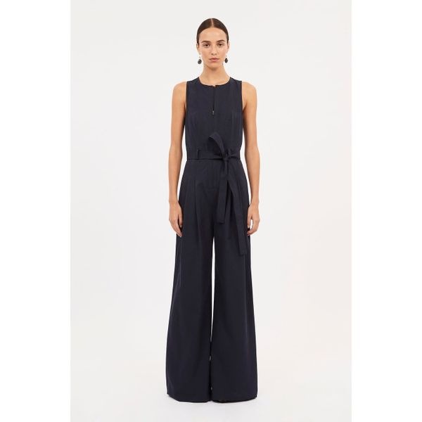 Ulla Johnson Women's Navy Cotton Wide-Leg Jumpsuit Size 16 NWOT