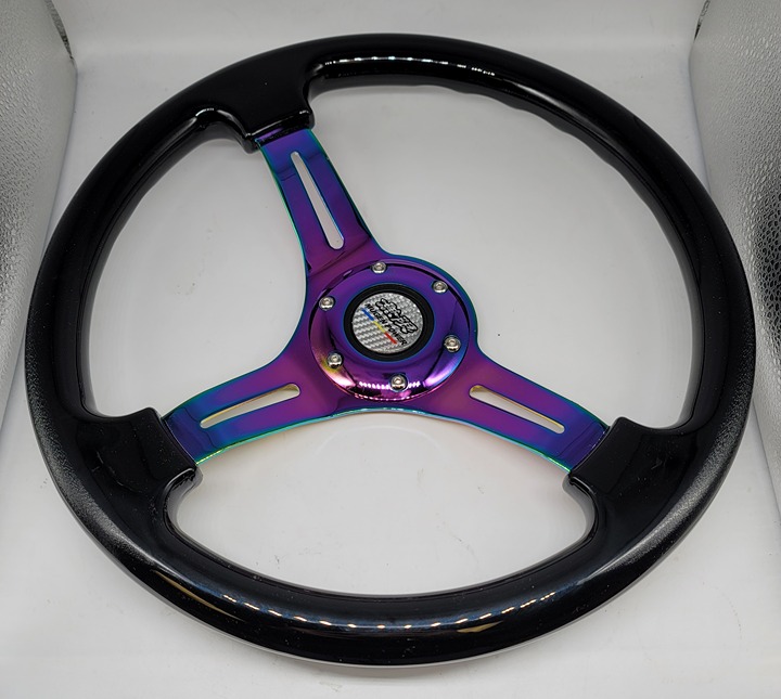 NEW 350MM 14 Universal Mugen ABS Racing Steering Wheel Black With Neo Spoke