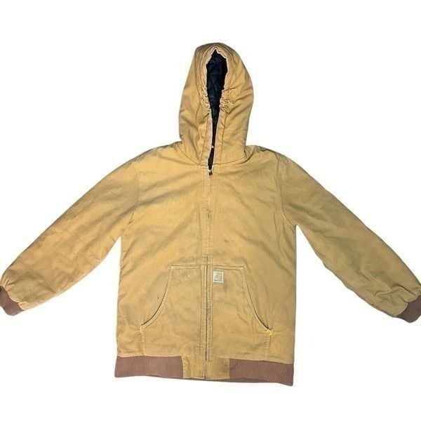 Carhartt Canvas Bomber Work Jacket Kids Size XL Tan